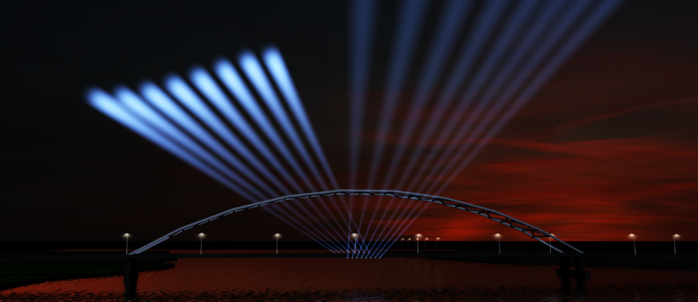 Een voorstelling van de Merwedebrug tijdens het evenement Spotlights On