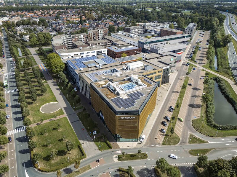Luchtfoto van het Leerpark in Dordrecht