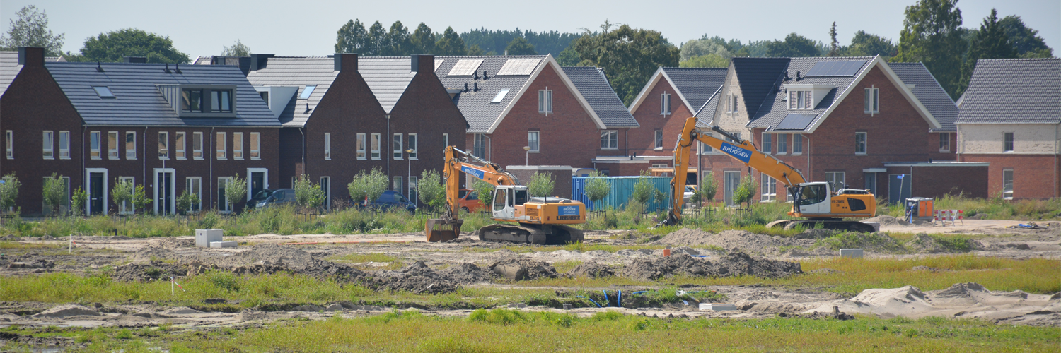 Nieuwe woonwijk/nieuwbouwwoningen wordt gebouwd