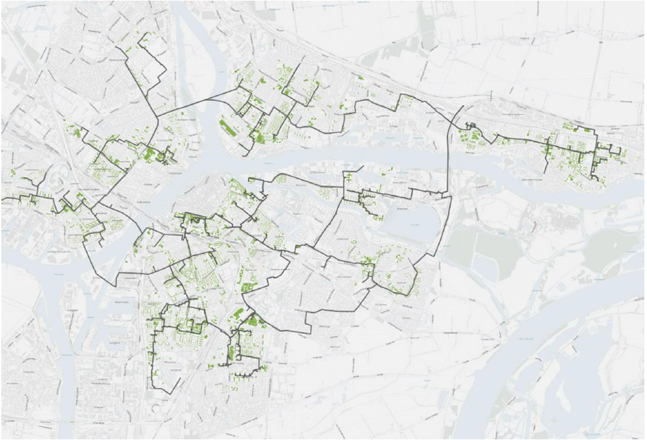 Plattegrond aanleg warmtenet Drechtsteden